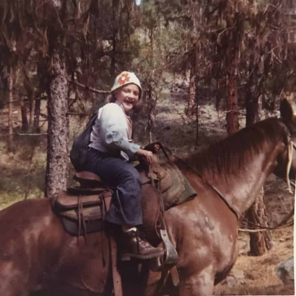 A young Michele Seaver on horseback.