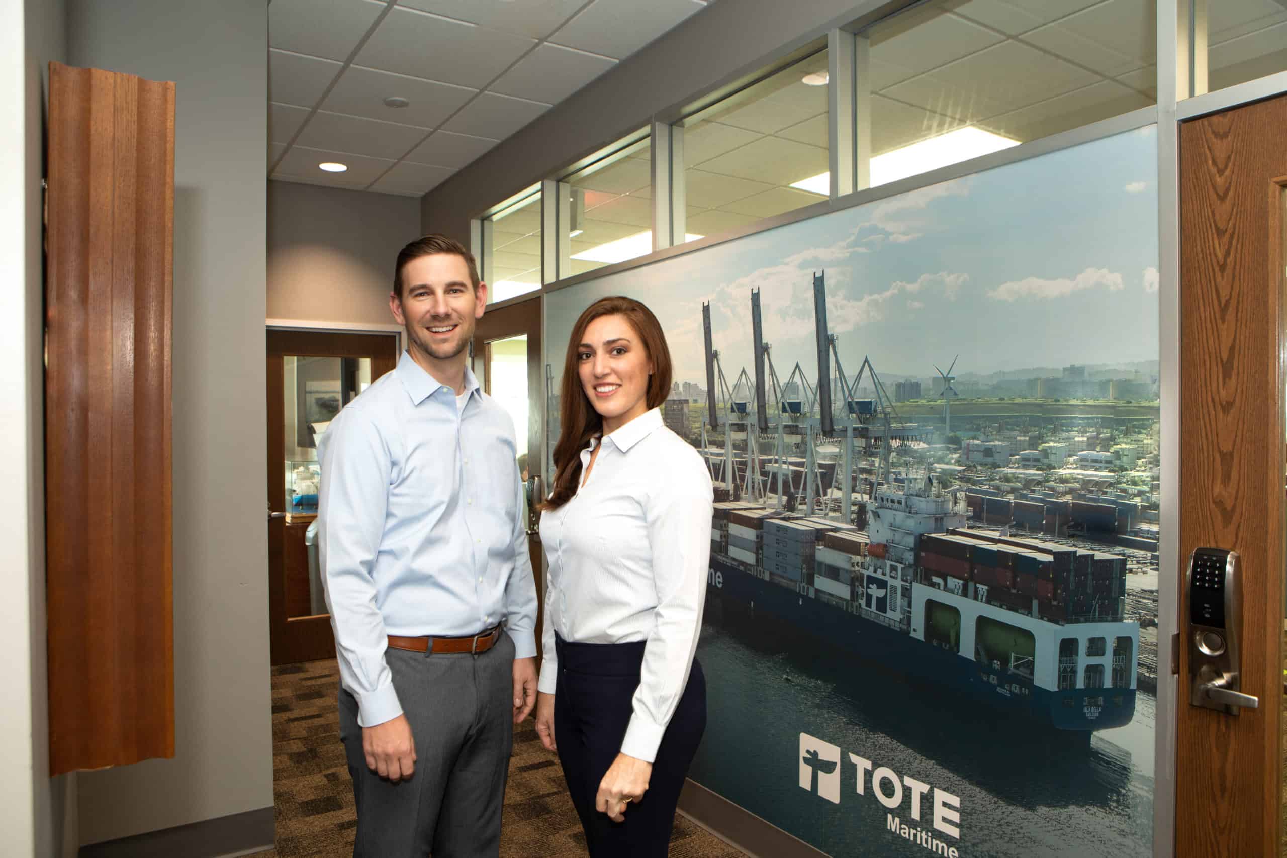 Nic and Marjorie Zoretic pose in TOTE offices.
