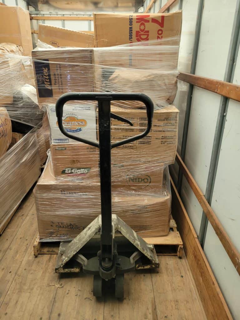 Hinton's things loaded onto a pallet in a box truck.